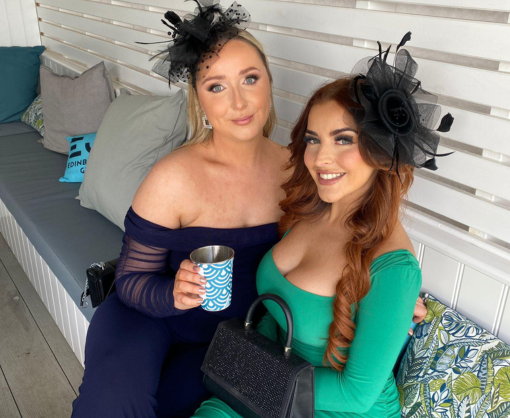 Georgia Parkinson with Lauren Bailey at Chester Races